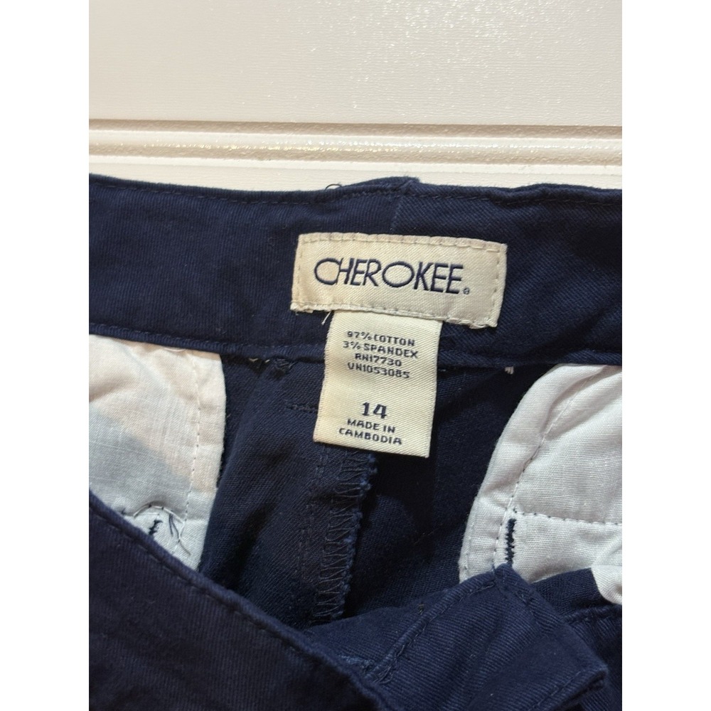 Cherokee Kids Size 14 Navy Blue Chino Pants School Uniform Twill Stretch NWT